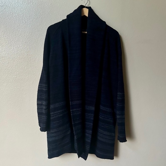 Vince Open Front Knit Wool Yak Blend Long Sleeve Navy Cardigan Sweater Size M - Picture 8 of 9